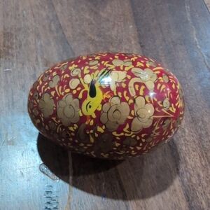 Hand-Painted Wood Decorative Egg Japan